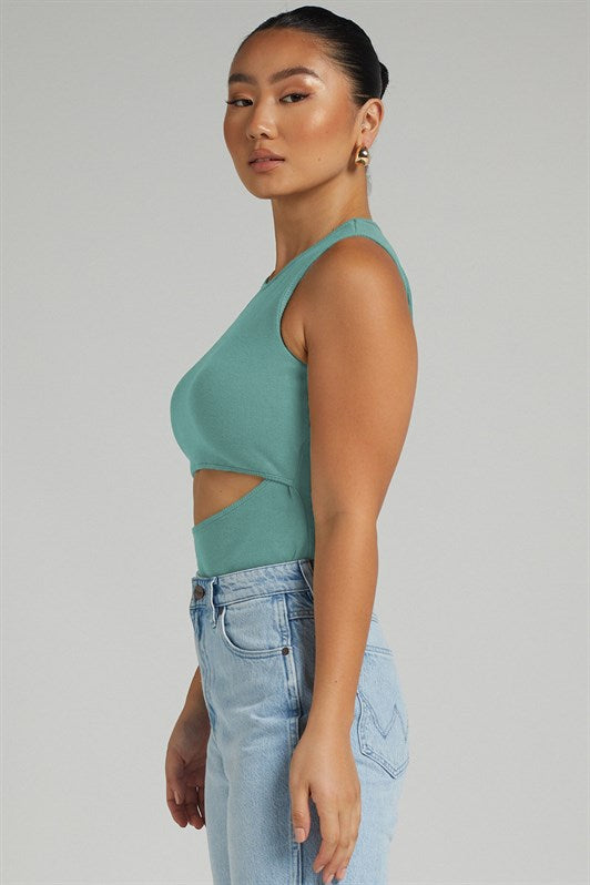 MDX Mint Green Ripped Detail Basic Bodysuit - Council Bluffs