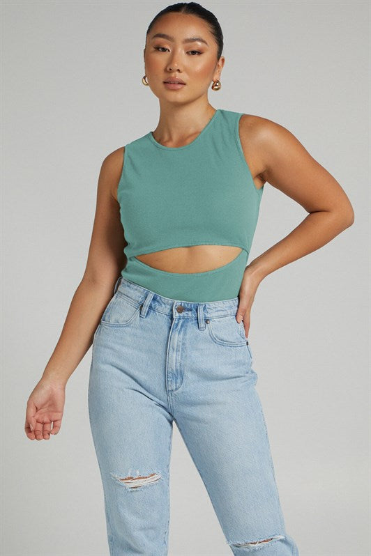 MDX Mint Green Ripped Detail Basic Bodysuit - Council Bluffs