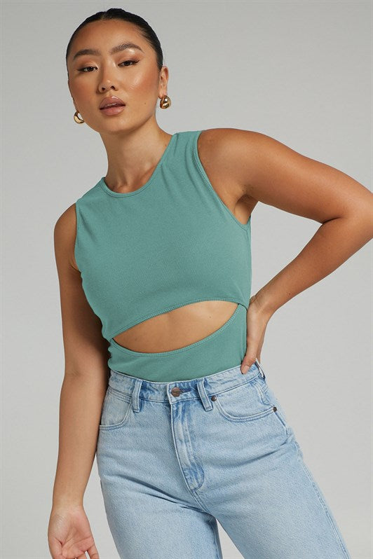 MDX Mint Green Ripped Detail Basic Bodysuit - Council Bluffs