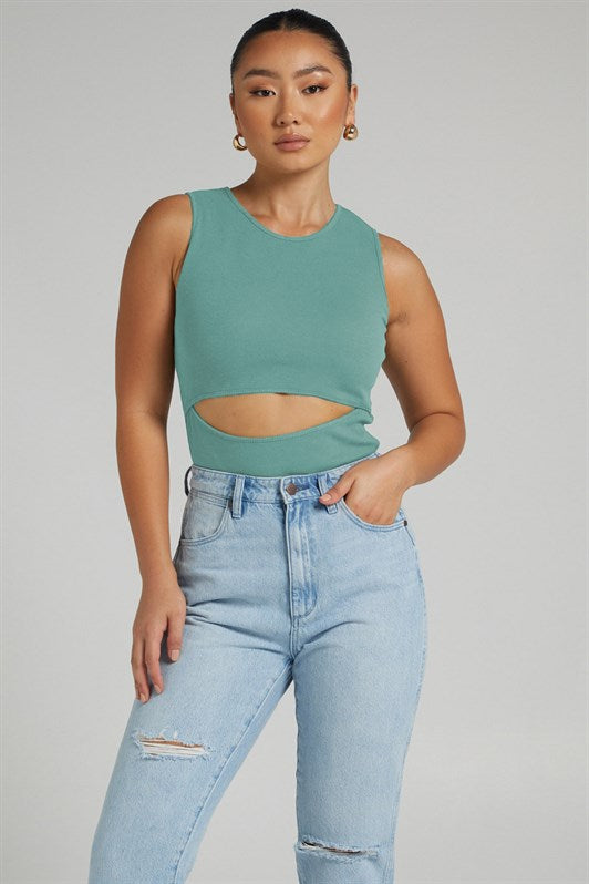 MDX Mint Green Ripped Detail Basic Bodysuit - Council Bluffs