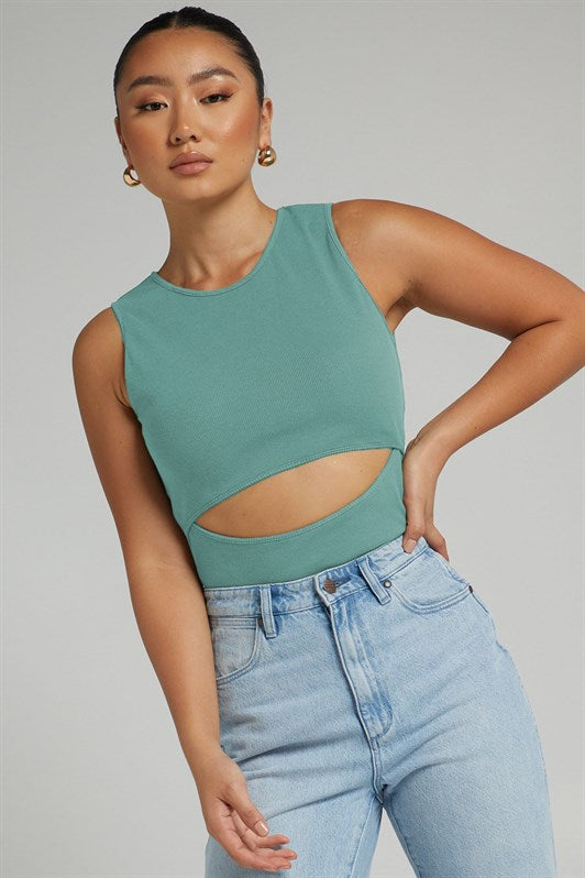 MDX Mint Green Ripped Detail Basic Bodysuit - Council Bluffs