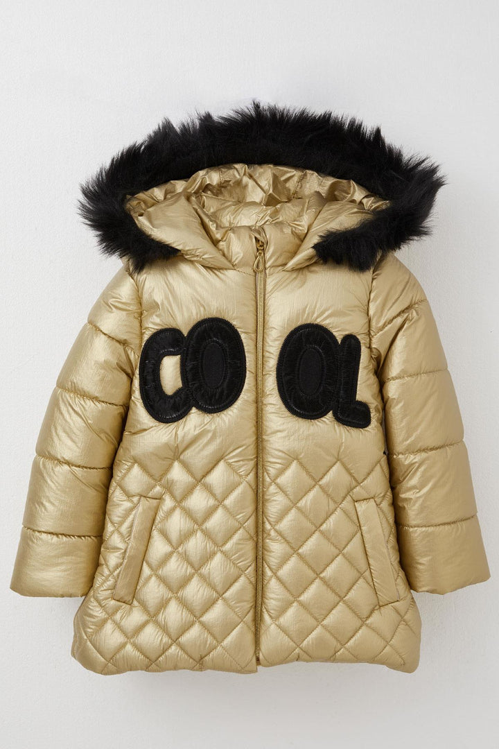BRE Miss Pallone Girls' Jacket Cool Summer Embroidered Zippered Hat Fur 3-6 Years, Gold - Miahuatlán de Porfirio Díaz