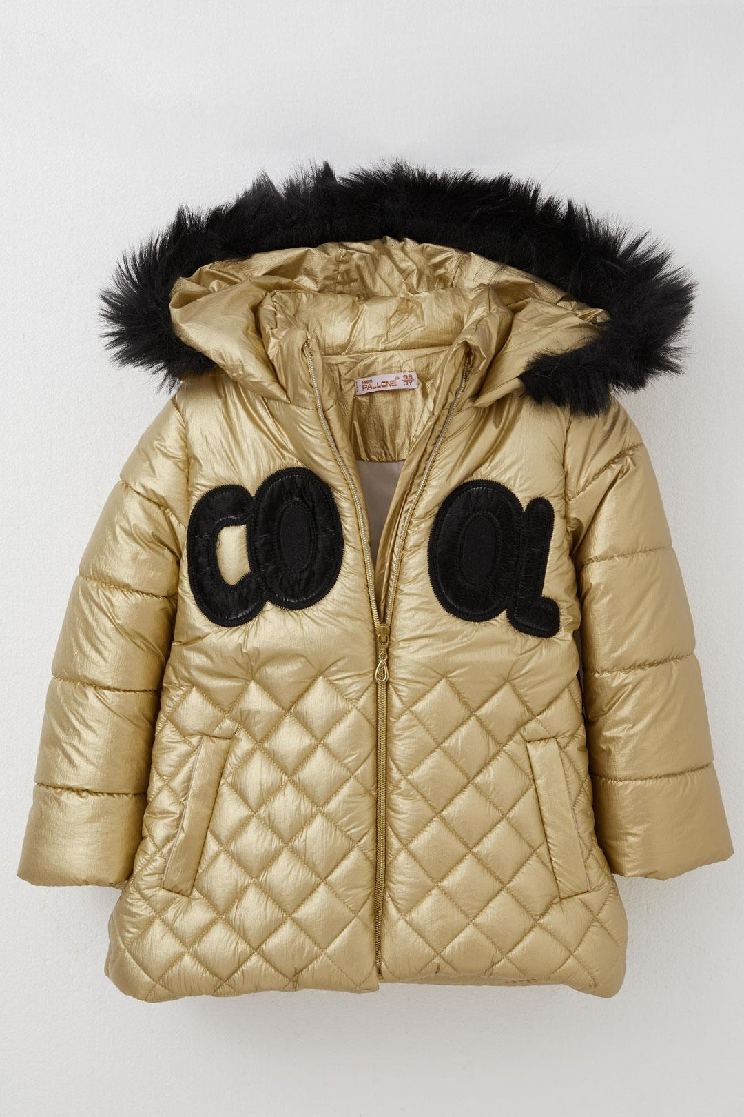 BRE Miss Pallone Girls' Jacket Cool Summer Embroidered Zippered Hat Fur 3-6 Years, Gold - Miahuatlán de Porfirio Díaz