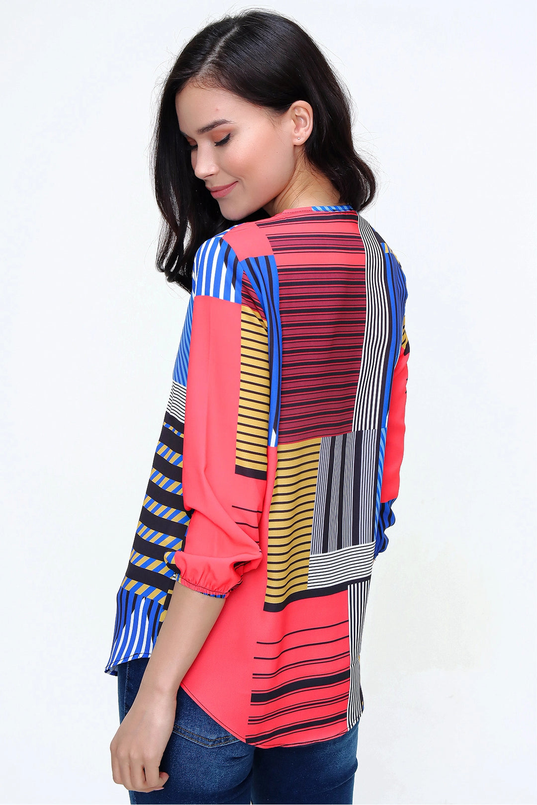Crepe Blouse with Side Slit BCBSK-25700-2841 - Brugherio