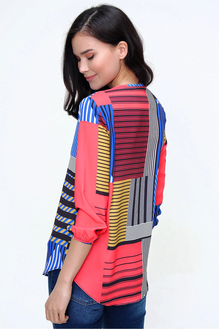 Crepe Blouse with Side Slit BCBSK-25700-2841 - Brugherio