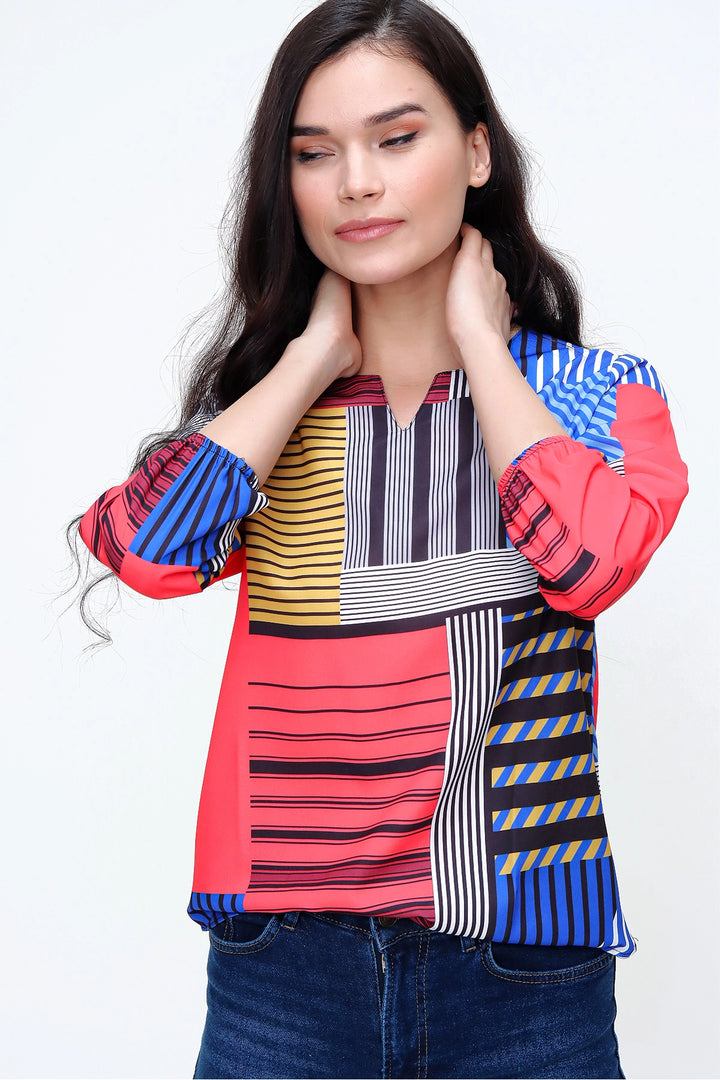 Crepe Blouse with Side Slit BCBSK-25700-2841 - Brugherio