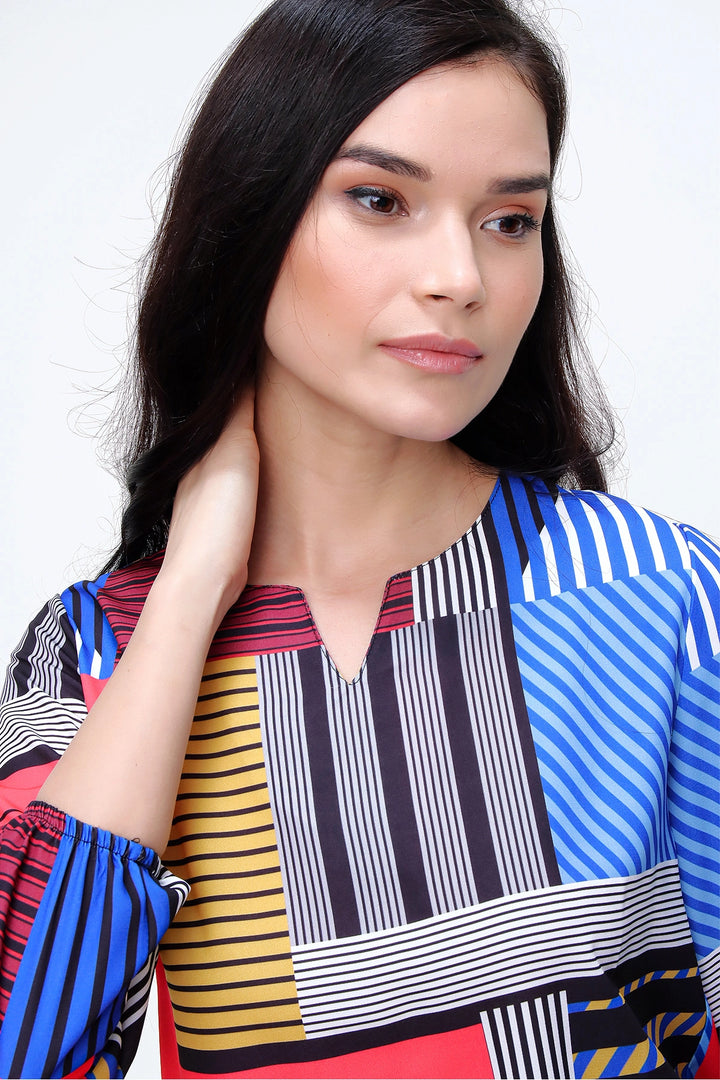 Crepe Blouse with Side Slit BCBSK-25700-2841 - Brugherio