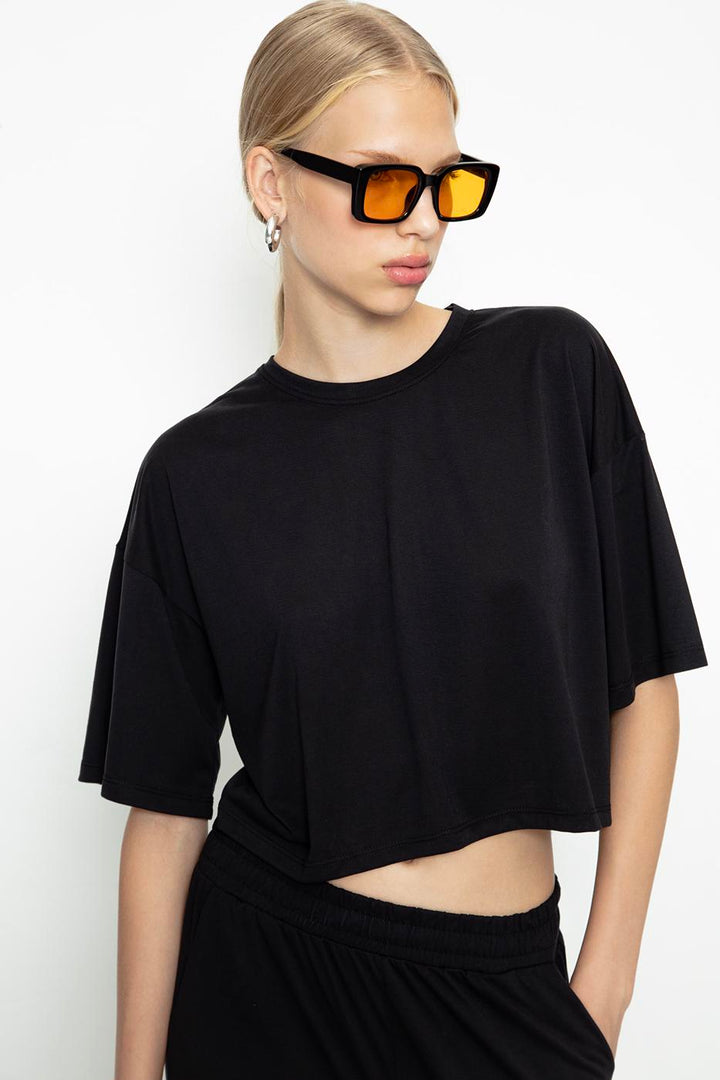 BSL Women Modal Basic Crop Tshirt - Meudon