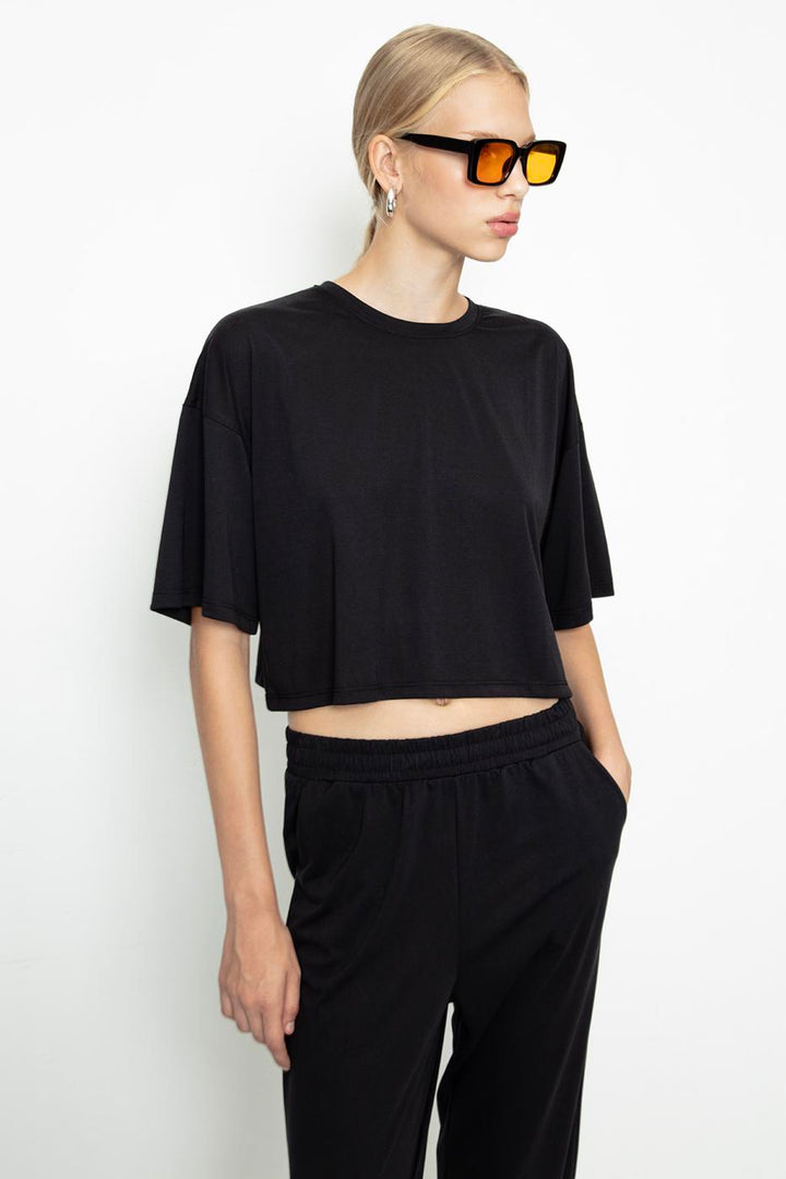 BSL Women Modal Basic Crop Tshirt - Meudon