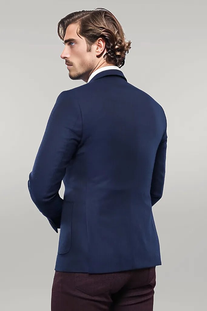 WSS Modeled Slim Fit Navy Blue Jacket  - Singen