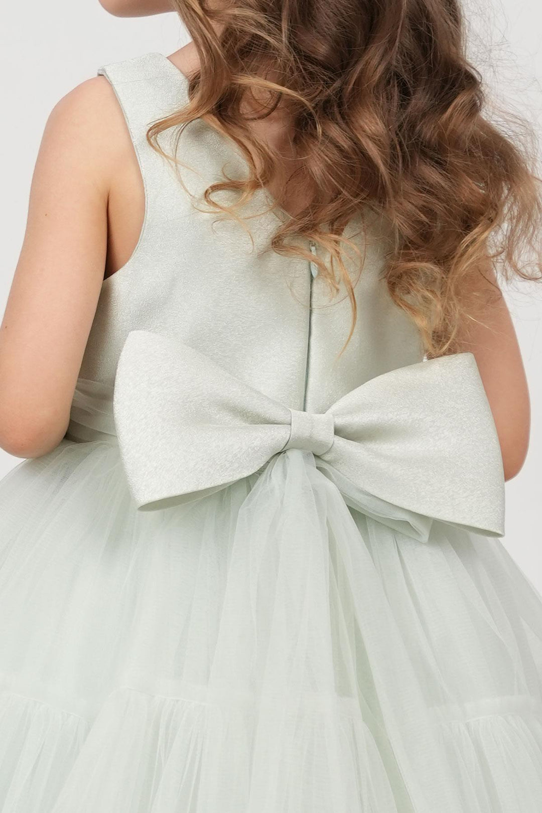 BRE Monita Girl Child Formal Dress with Bow Detail Back Embellished Waistband Crowned 1-5 Years, Aqua Green - Rueil-Malmaison