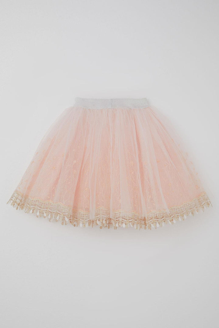BRE Monita Girl Child Tutu Skirt Delicate Bud Embroidered Glittery 1.5-9 Years, Salmon - Brăila