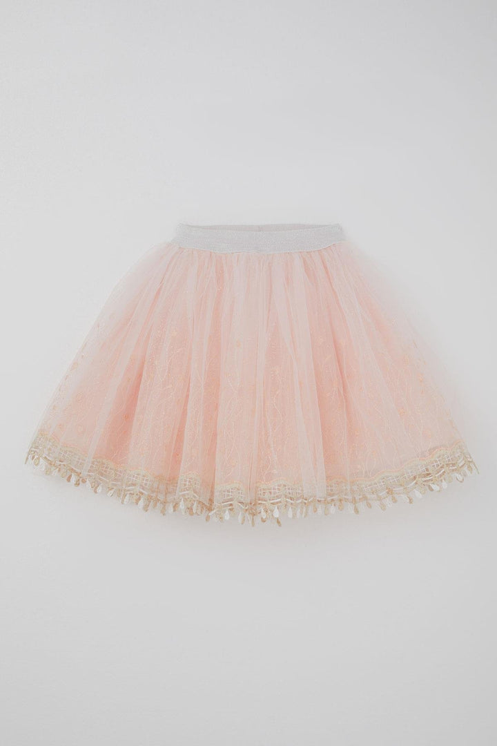 BRE Monita Girl Child Tutu Skirt Delicate Bud Embroidered Glittery 1.5-9 Years, Salmon - Brăila