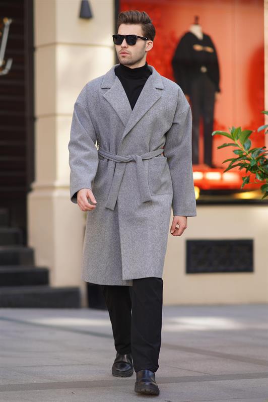 MDX Gray Double Breasted Long Pea Coat 7215 - Lancaster