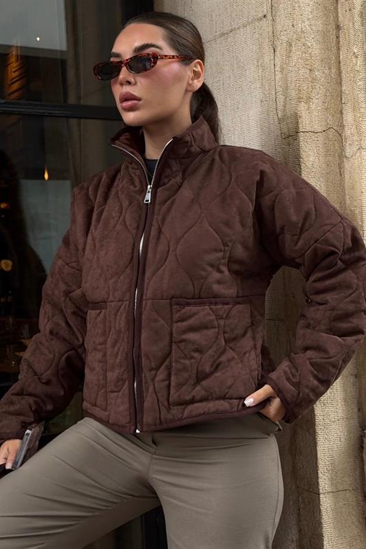 MDX Acı Kahverengi Dik Yaka Kapitone Kadın Mont MG2568 - Jacksonville