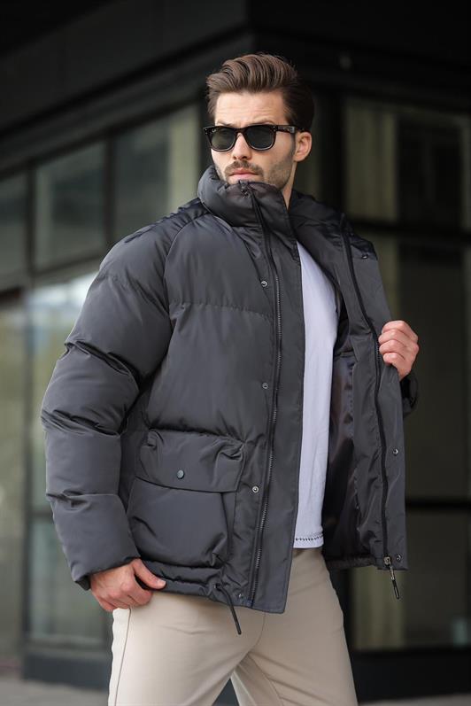 MDX Anthracite Zippered Snap Closure Puffer Men's Jacket E7436 - Douglasville