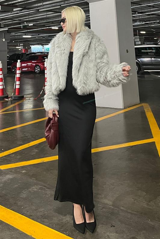 MDX Gray Shawl Collar Soft Texture Lined Women's Fur MG2175 - Cedar Park