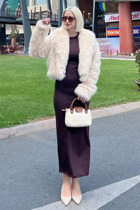 MDX Beige Shawl Collar Soft Texture Lined Women's Fur MG2175 - Lebanon