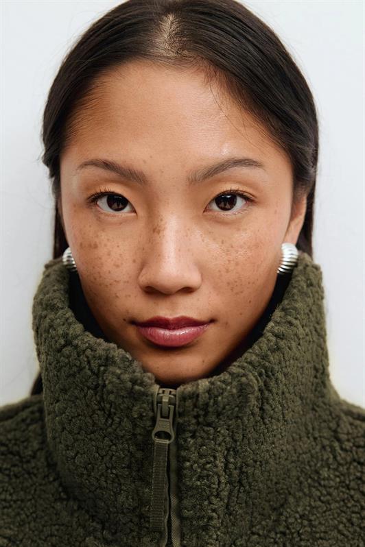 MDX Haki Çift Fermuarlı Kadın Peluş Mont MG2556 - Richmond