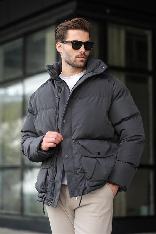 MDX Anthracite Zippered Snap Closure Puffer Men's Jacket E7436 - Douglasville