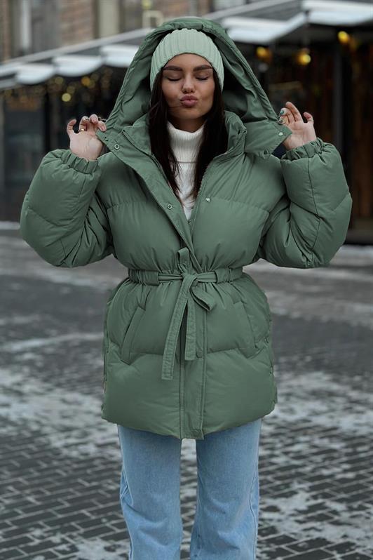 MDX Haki Hooded Belt Detailed Puffer Coat MG2179 - Rowland Heights