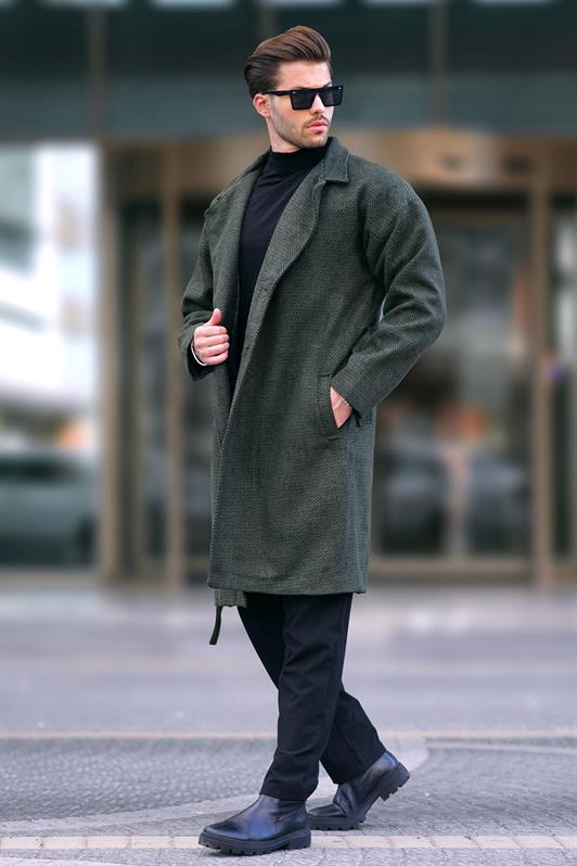 MDX Haki Double-Breasted Patterned Coat 7250 - Manfredonia