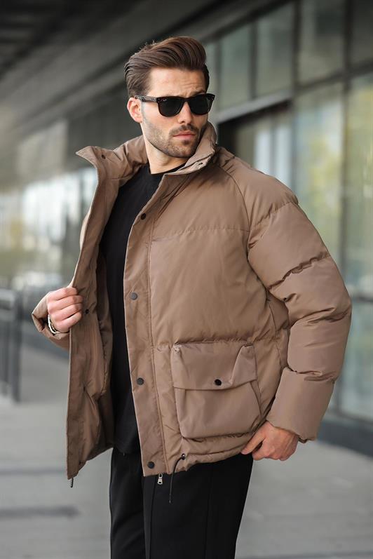 MDX Brown Zippered Snap Closure Puffer Men's Jacket E7436 - Lewisville