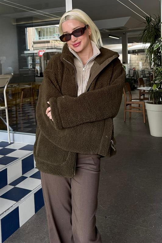 MDX Haki Cepli Kadın Peluş Mont Mg2530 - East Brunswick