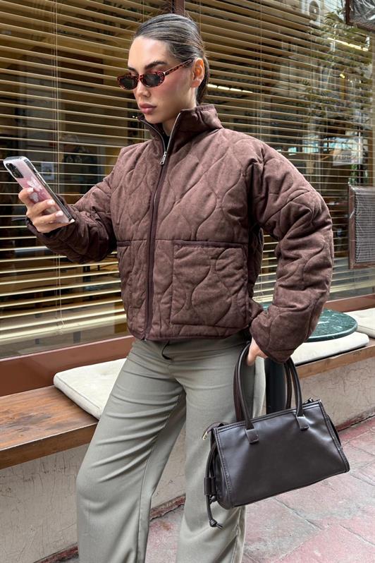 MDX Acı Kahverengi Dik Yaka Kapitone Kadın Mont MG2568 - Jacksonville