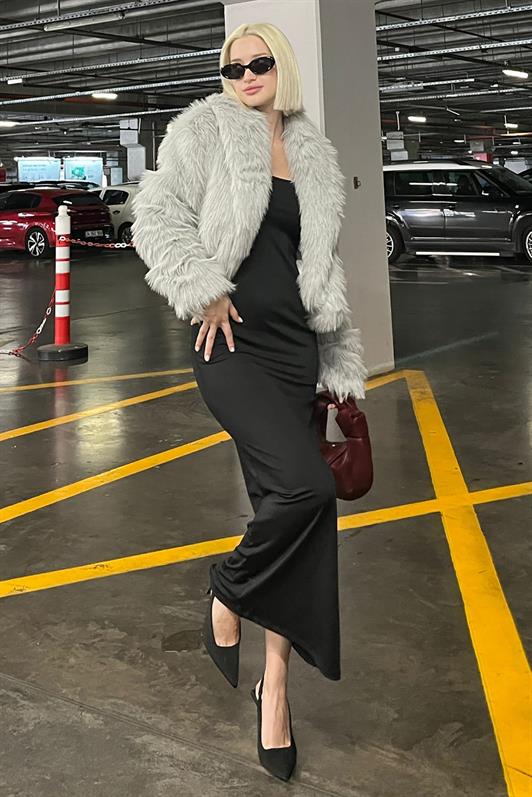 MDX Gray Shawl Collar Soft Texture Lined Women's Fur MG2175 - Cedar Park