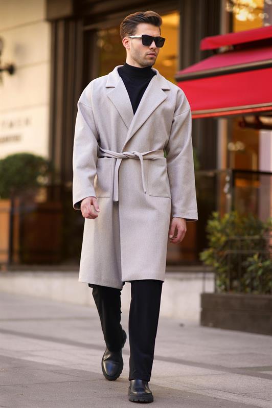 MDX Stone Color Double Breasted Long Coat 7215 - Temixco