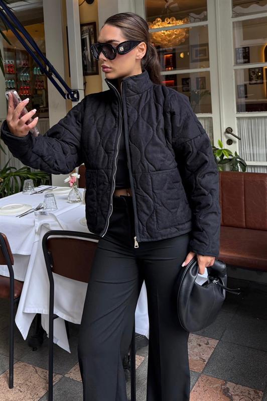 MDX Siyah Dik Yaka Kapitone Kadın Mont MG2568 - Winslow