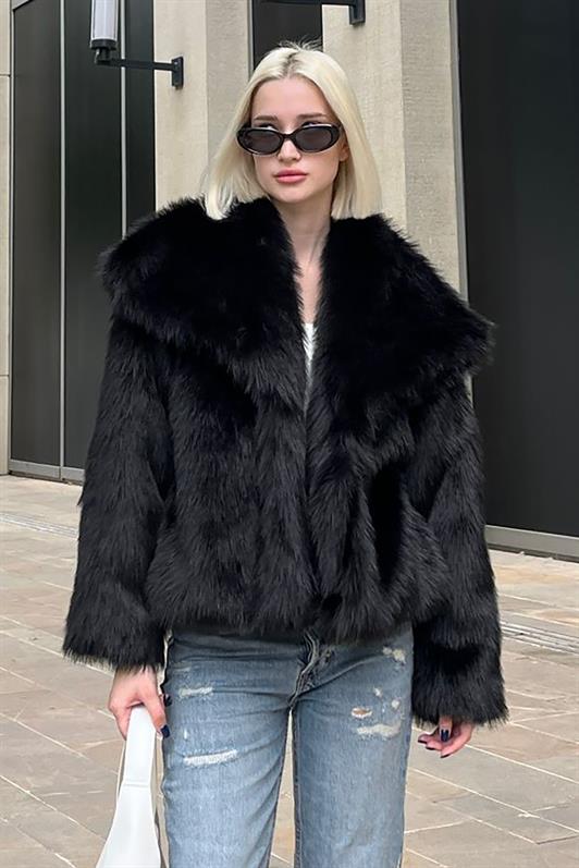 MDX Black Soft Textured Women's Fur Coat MG2204 - Pátzcuaro