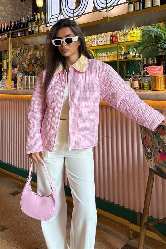 MDX Pink Polka Dot Pocketed Women's Coat Mg2488 - Voluntari