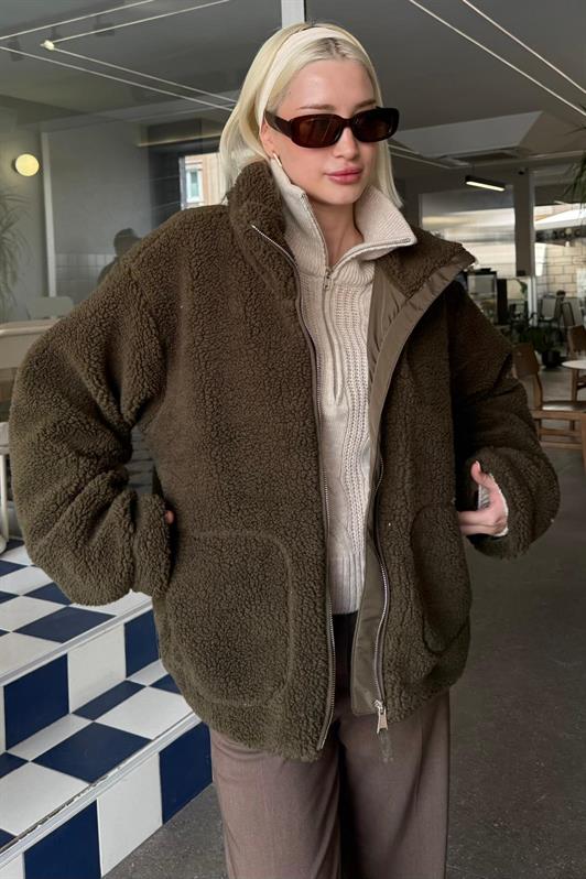 MDX Haki Cepli Kadın Peluş Mont Mg2530 - East Brunswick