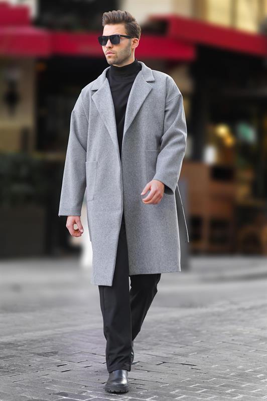 MDX Gray Double Breasted Long Pea Coat 7215 - Lancaster