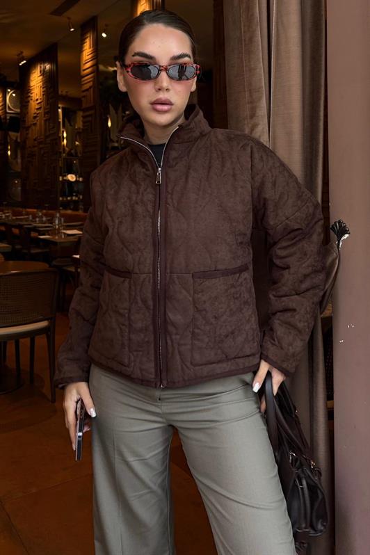 MDX Acı Kahverengi Dik Yaka Kapitone Kadın Mont MG2568 - Jacksonville