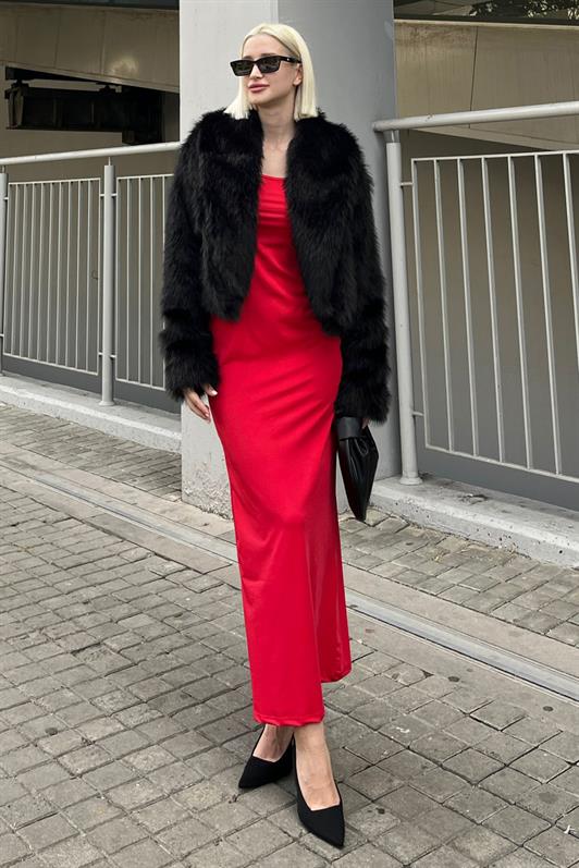 MDX Black Wrap Neck Soft Texture Lined Women's Fur MG2175 - Aventura