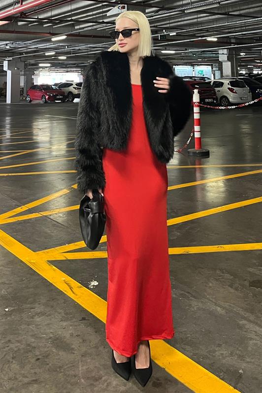 MDX Black Wrap Neck Soft Texture Lined Women's Fur MG2175 - Aventura