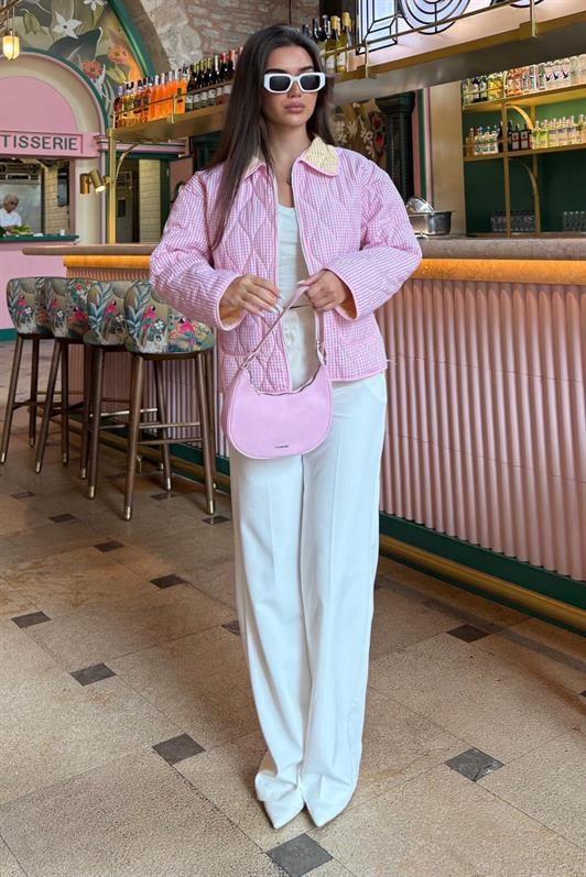 MDX Pink Polka Dot Pocketed Women's Coat Mg2488 - Voluntari
