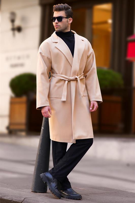 MDX Beige Double Breasted Long Coat 7215 - Round Rock