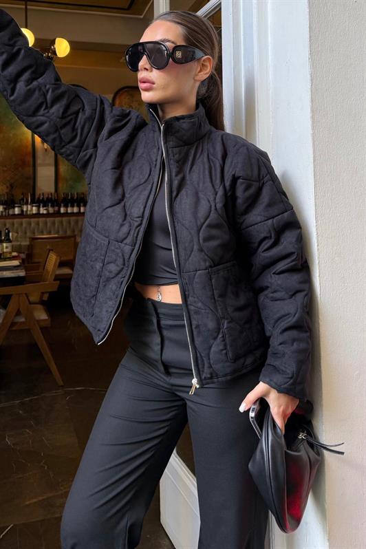 MDX Siyah Dik Yaka Kapitone Kadın Mont MG2568 - Winslow