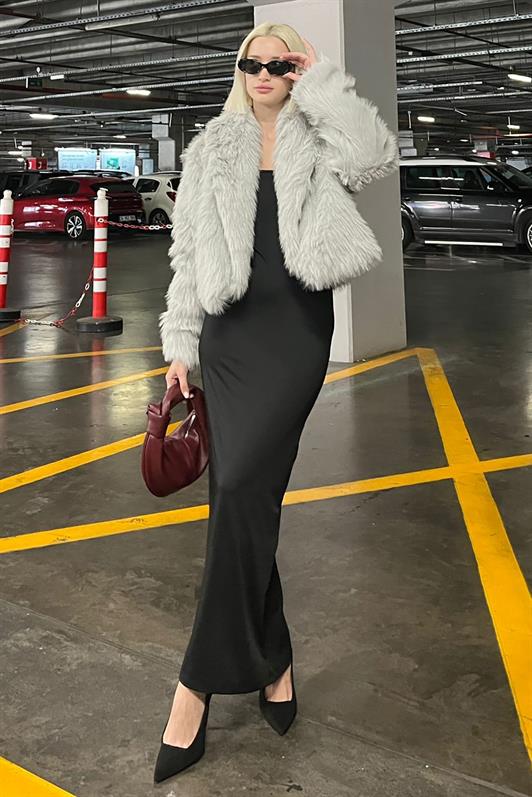 MDX Gray Shawl Collar Soft Texture Lined Women's Fur MG2175 - Cedar Park