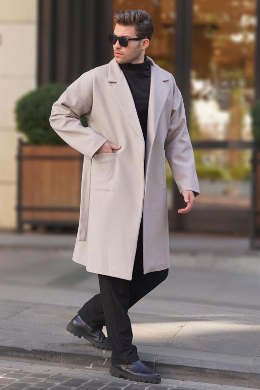 MDX Stone Color Double Breasted Long Coat 7215 - Temixco