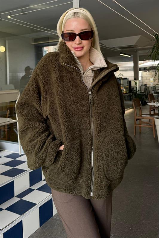 MDX Haki Cepli Kadın Peluş Mont Mg2530 - East Brunswick