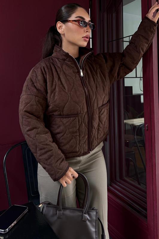 MDX Acı Kahverengi Dik Yaka Kapitone Kadın Mont MG2568 - Jacksonville