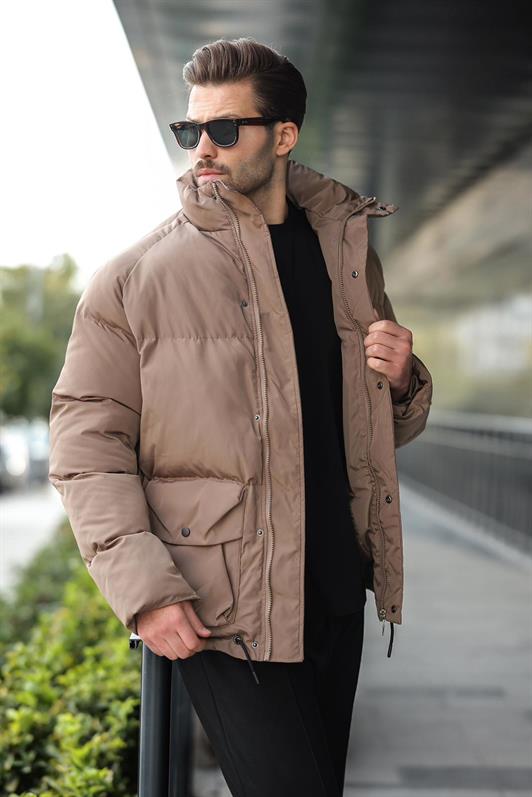 MDX Brown Zippered Snap Closure Puffer Men's Jacket E7436 - Lewisville