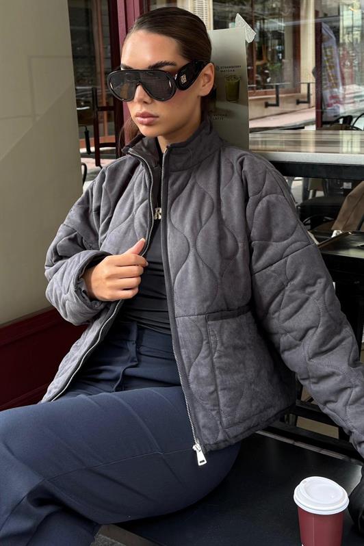 MDX Füme Dik Yaka Kapitone Kadın Mont MG2568 - Sesto San Giovanni