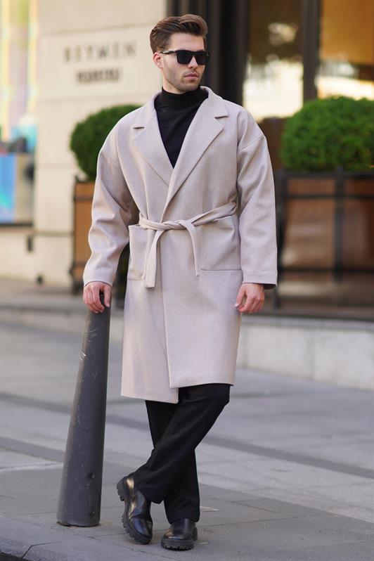 MDX Stone Color Double Breasted Long Coat 7215 - Temixco