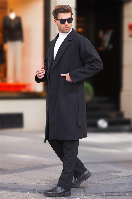 MDX Black Wrap Neck Long Coat 7215 - Guadalajara